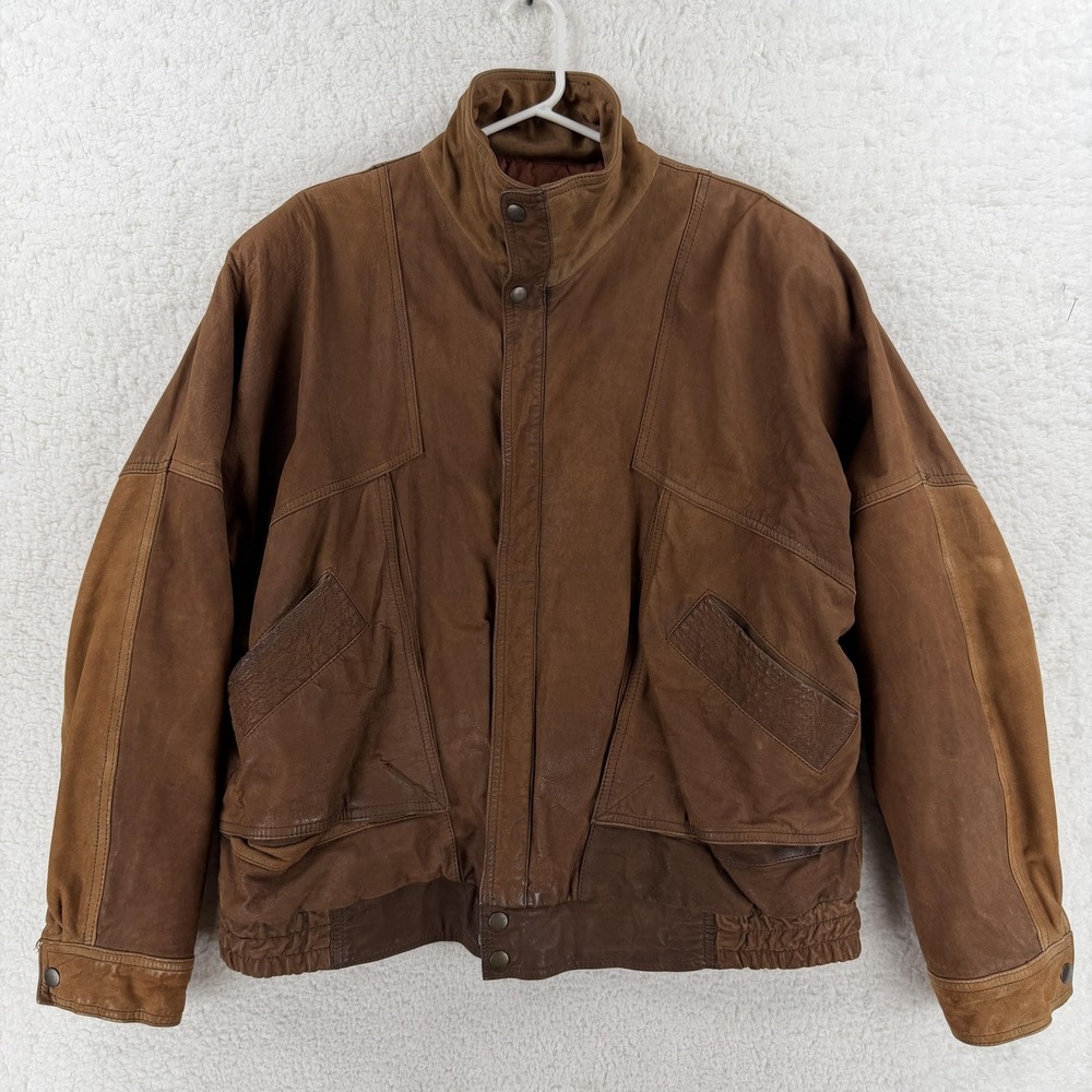 Vintage Valentino Uomo Jacket Mens XL Brown Suede Quilted Lined Bomber Italy